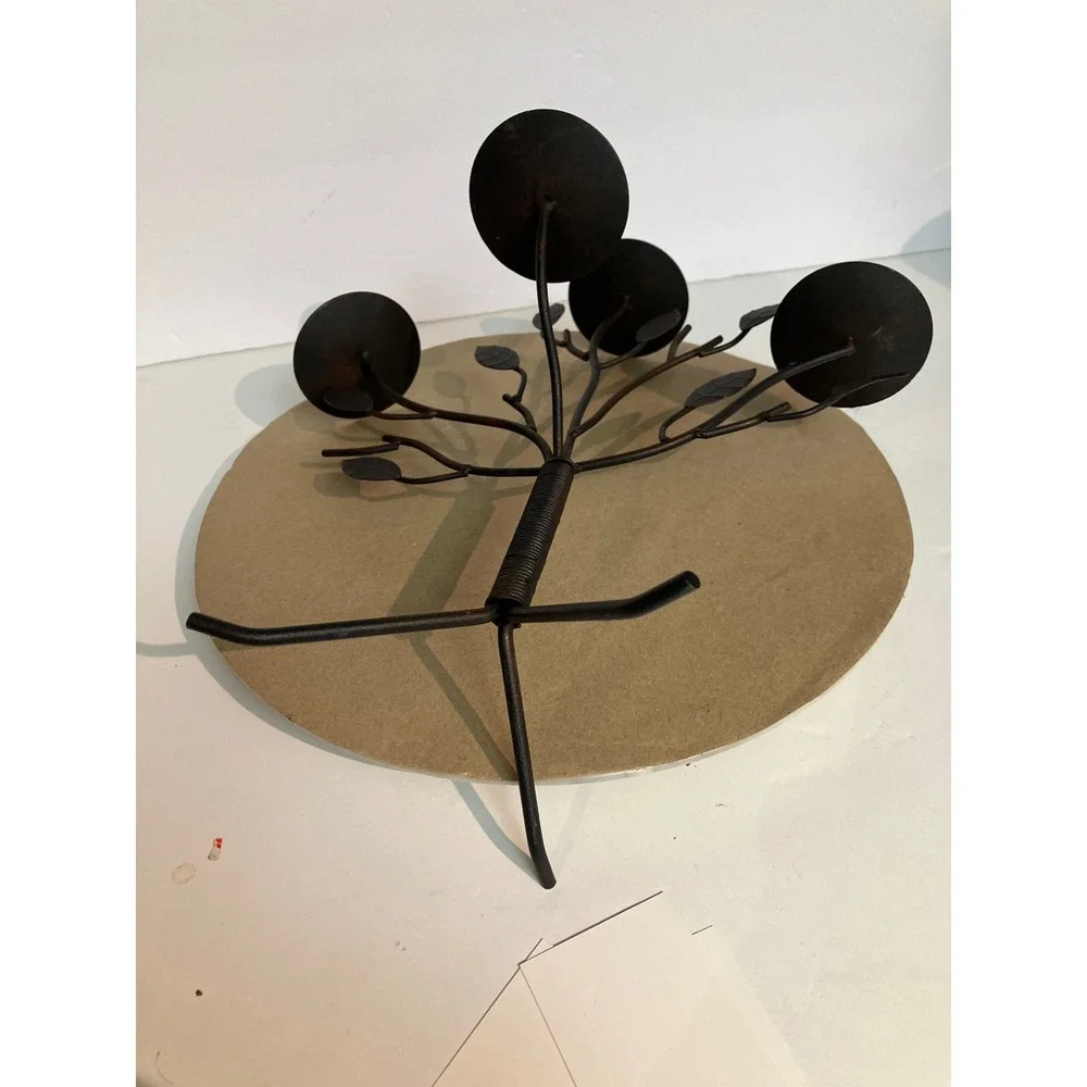 Unbranded Tree Candelabra Home Decor Brown Excellent Wrought Iron Leaf 4-Light